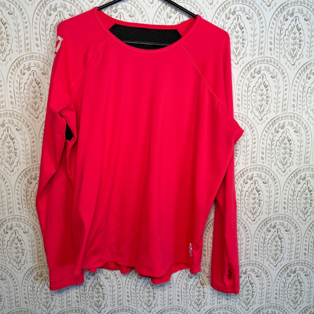 Pink Victoria's Secret Long Sleeve Mesh Back Active Top Neon Pink‎ Medium